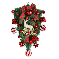 HKM-869011 Upside Down Christmas Tree Garland in White - Half-Handmade Decorative Elk Design
