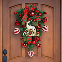 HKM-869011 Upside Down Christmas Tree Garland in White - Half-Handmade Decorative Elk Design