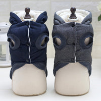 HKM-869203 Cotton-Padded Two-Leg Pet Clothing in Dark Blue, Dark Gray, and Black - Sizes S to XXL