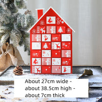 HKM-869331 Wooden Christmas Countdown Calendar in Red and Green - 37x32x6cm