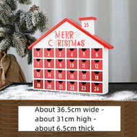 HKM-869331 Wooden Christmas Countdown Calendar in Red and Green - 37x32x6cm