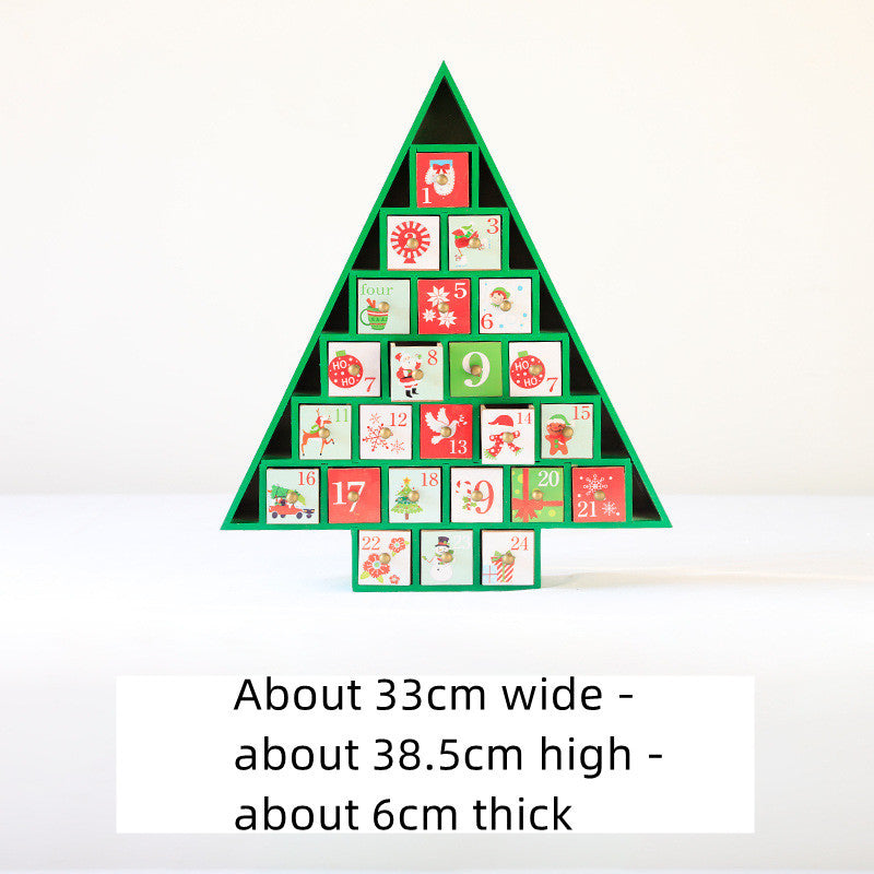 HKM-869331 Wooden Christmas Countdown Calendar in Red and Green - 37x32x6cm