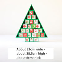 HKM-869331 Wooden Christmas Countdown Calendar in Red and Green - 37x32x6cm