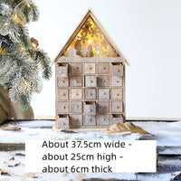 HKM-869331 Wooden Christmas Countdown Calendar in Red and Green - 37x32x6cm