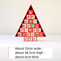 HKM-869331 Wooden Christmas Countdown Calendar in Red and Green - 37x32x6cm