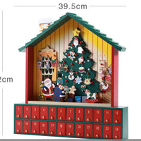 HKM-869331 Wooden Christmas Countdown Calendar in Red and Green - 37x32x6cm