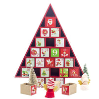 HKM-869331 Wooden Christmas Countdown Calendar in Red and Green - 37x32x6cm