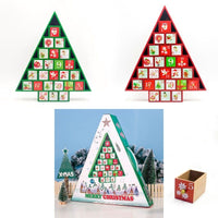 HKM-869331 Wooden Christmas Countdown Calendar in Red and Green - 37x32x6cm