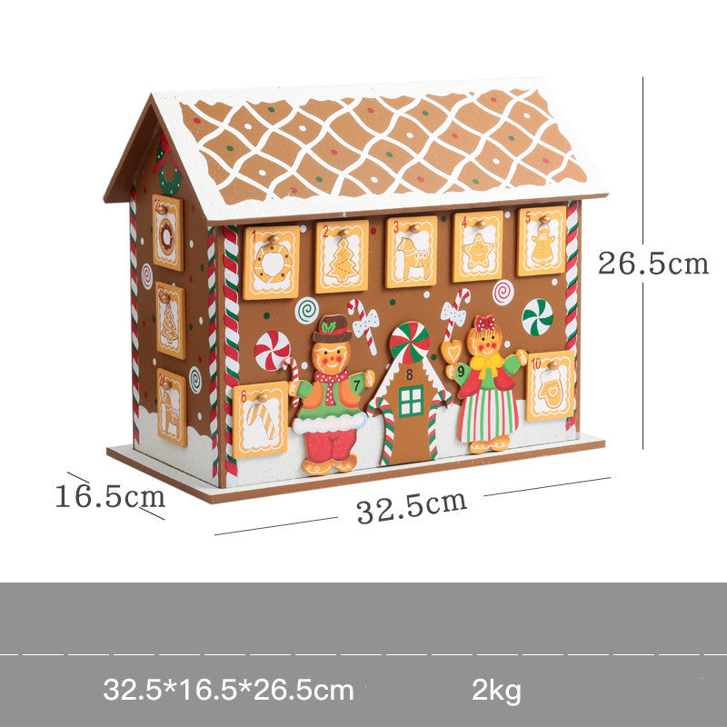 HKM-869331 Wooden Christmas Countdown Calendar in Red and Green - 37x32x6cm
