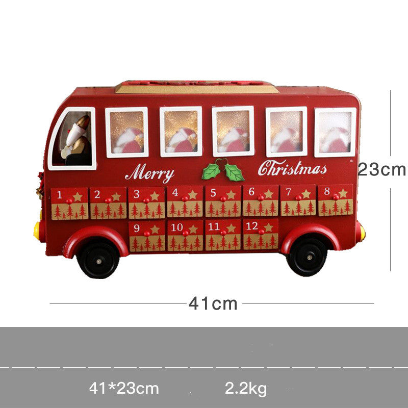 HKM-869331 Wooden Christmas Countdown Calendar in Red and Green - 37x32x6cm