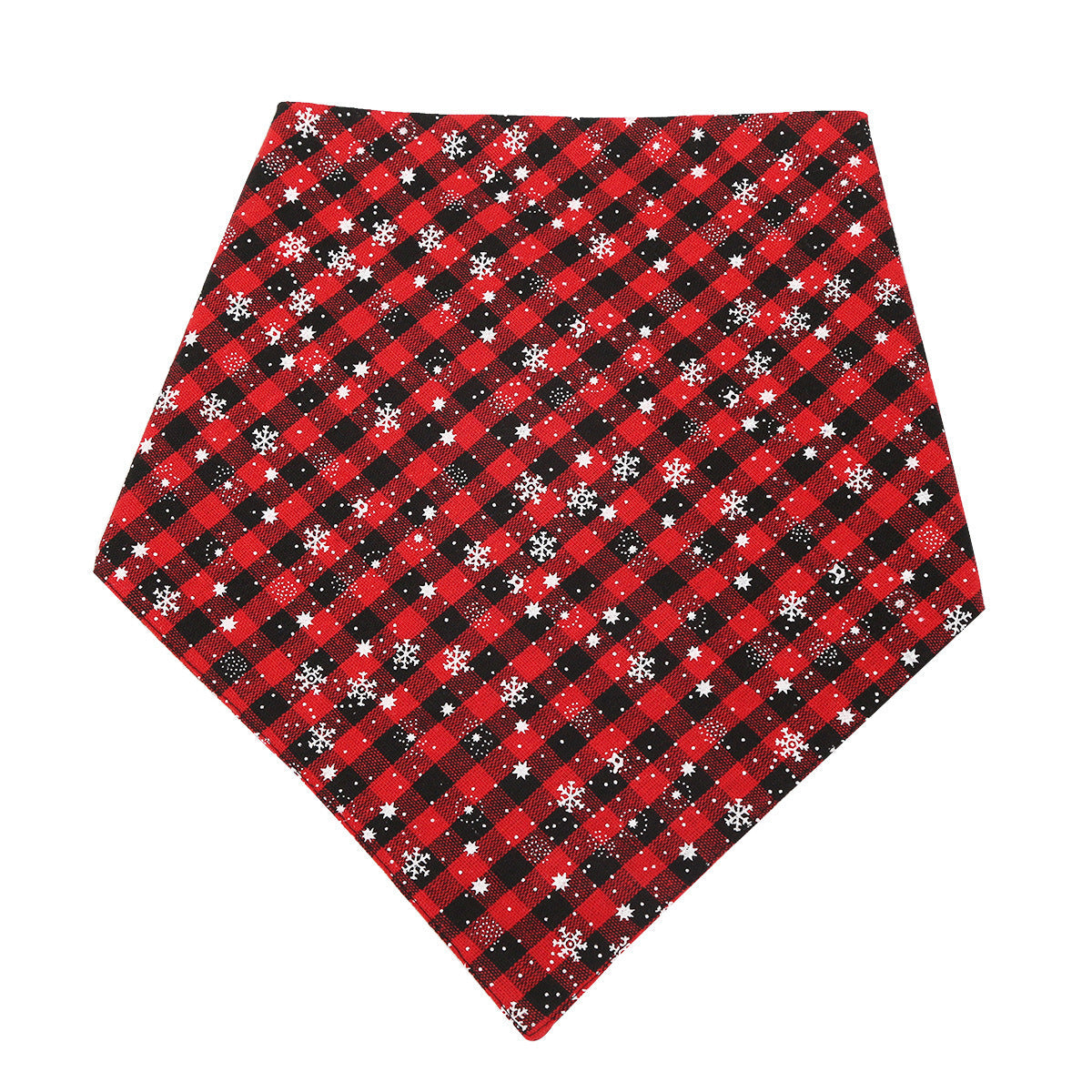 HKM-869587 Festive Triangle Dog Bandana - Red and Green Snowflake Design for Neck Sizes 22-48cm
