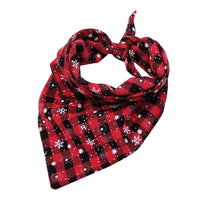 HKM-869587 Festive Triangle Dog Bandana - Red and Green Snowflake Design for Neck Sizes 22-48cm