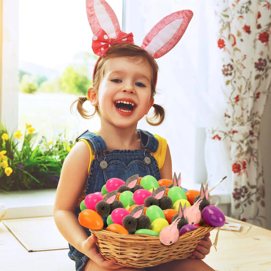 HKM-869715 Cute Soft Bunny Toy 24 Piece Set for Easter Decorations, Party Ornaments, and Surprise Eggs