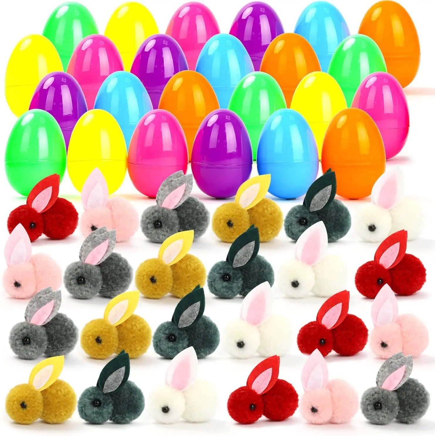 HKM-869715 Cute Soft Bunny Toy 24 Piece Set for Easter Decorations, Party Ornaments, and Surprise Eggs