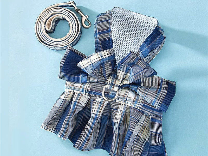 HKM-869715 Dual-Use Dog Skirt with Leash in Various Colors for Small and Medium Pets