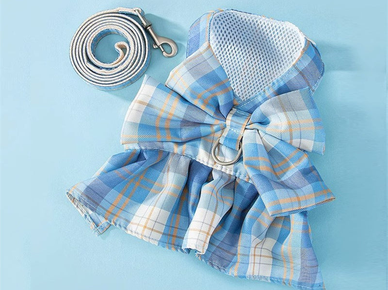 HKM-869715 Dual-Use Dog Skirt with Leash in Various Colors for Small and Medium Pets