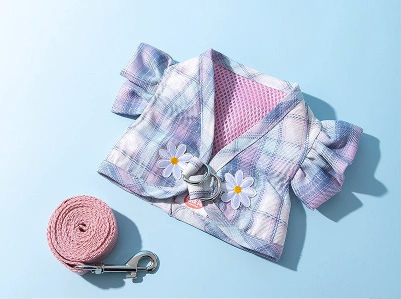 HKM-869715 Dual-Use Dog Skirt with Leash in Various Colors for Small and Medium Pets
