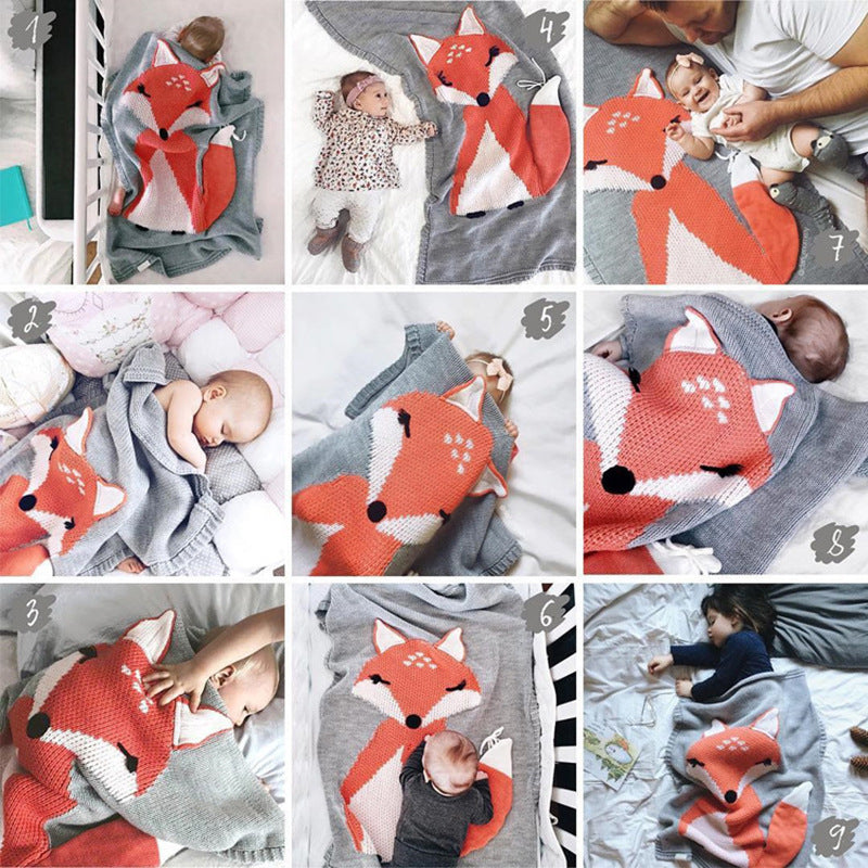 HKM-869715 Three-Dimensional Fox Shaped Baby Blanket - Soft Cotton and Polyester, 73x110cm