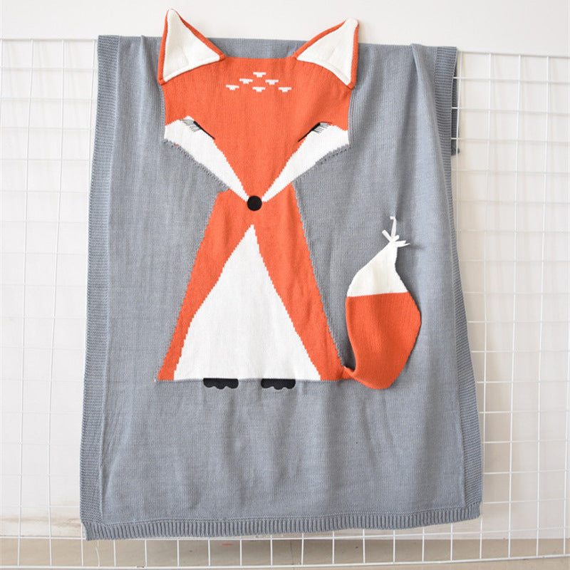 HKM-869715 Three-Dimensional Fox Shaped Baby Blanket - Soft Cotton and Polyester, 73x110cm