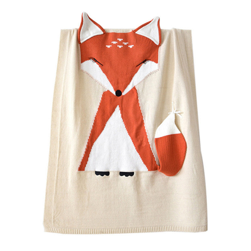 HKM-869715 Three-Dimensional Fox Shaped Baby Blanket - Soft Cotton and Polyester, 73x110cm