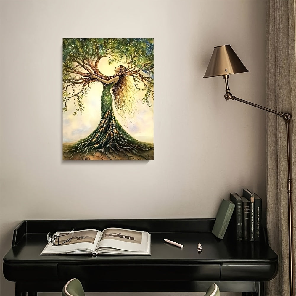 HKM-869971 Tree of Life Canvas Wall Art Print - Framed Nature-Inspired Decor for Living Room, Bedroom, Office or Cafe