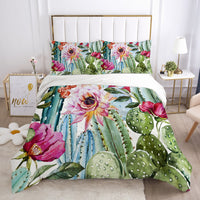 HKM-870035 Nordic Spring Green Leaf Bedding Set - Quilt Cover with Pillowcases in Various Sizes