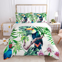 HKM-870035 Nordic Spring Green Leaf Bedding Set - Quilt Cover with Pillowcases in Various Sizes