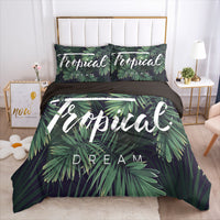 HKM-870035 Nordic Spring Green Leaf Bedding Set - Quilt Cover with Pillowcases in Various Sizes