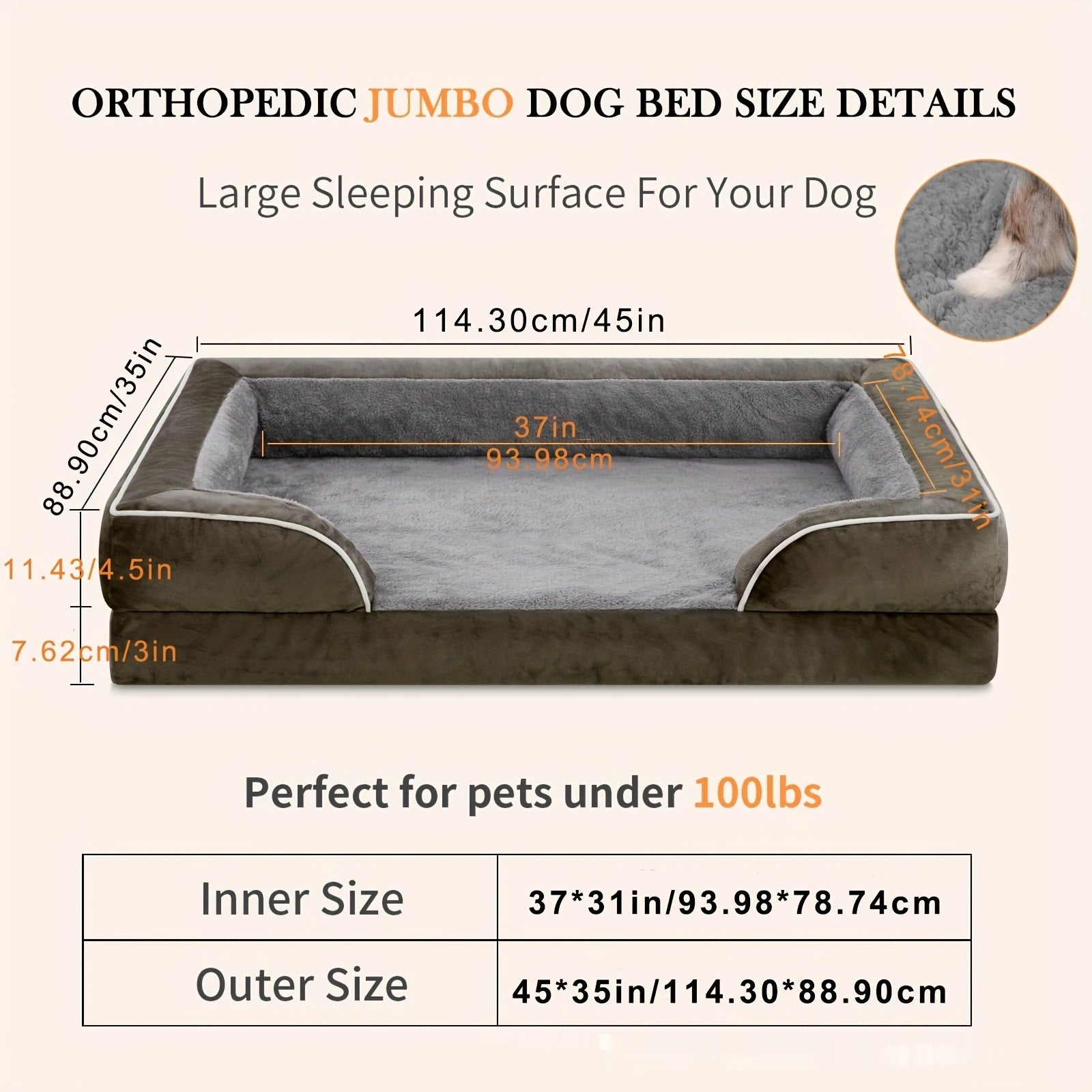 HKM-870035 Removable and Washable U-Shaped Pet Sofa in Light Gray, Brown, and Dark Gray