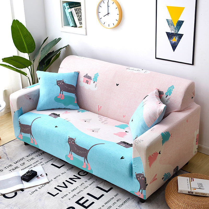 HKM-870099 Stretchy Cloth Sofa Cover with Pillowcase - Fits Single to Four-Seater Sizes