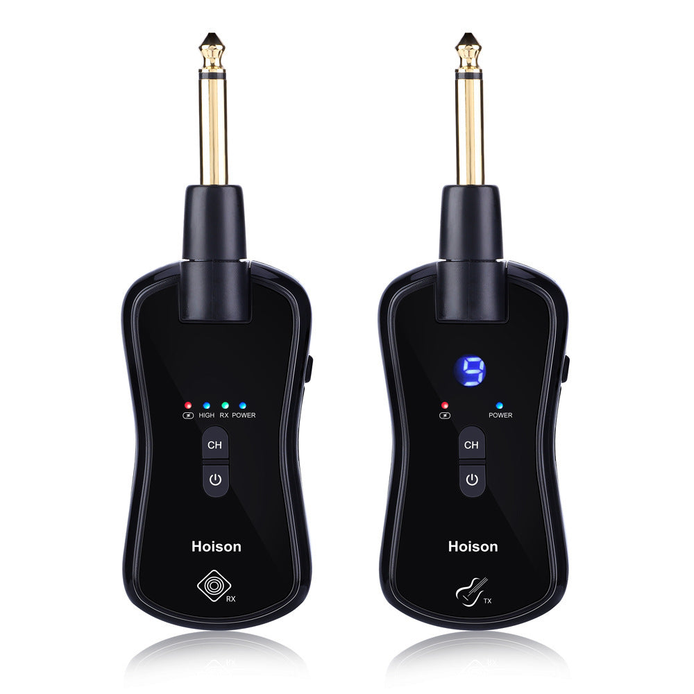 HKM-870227 Wireless Transmission System for Electric Guitar and Other Instruments - 30m Range, Rechargeable, 10 Frequency Bands, Low Delay
