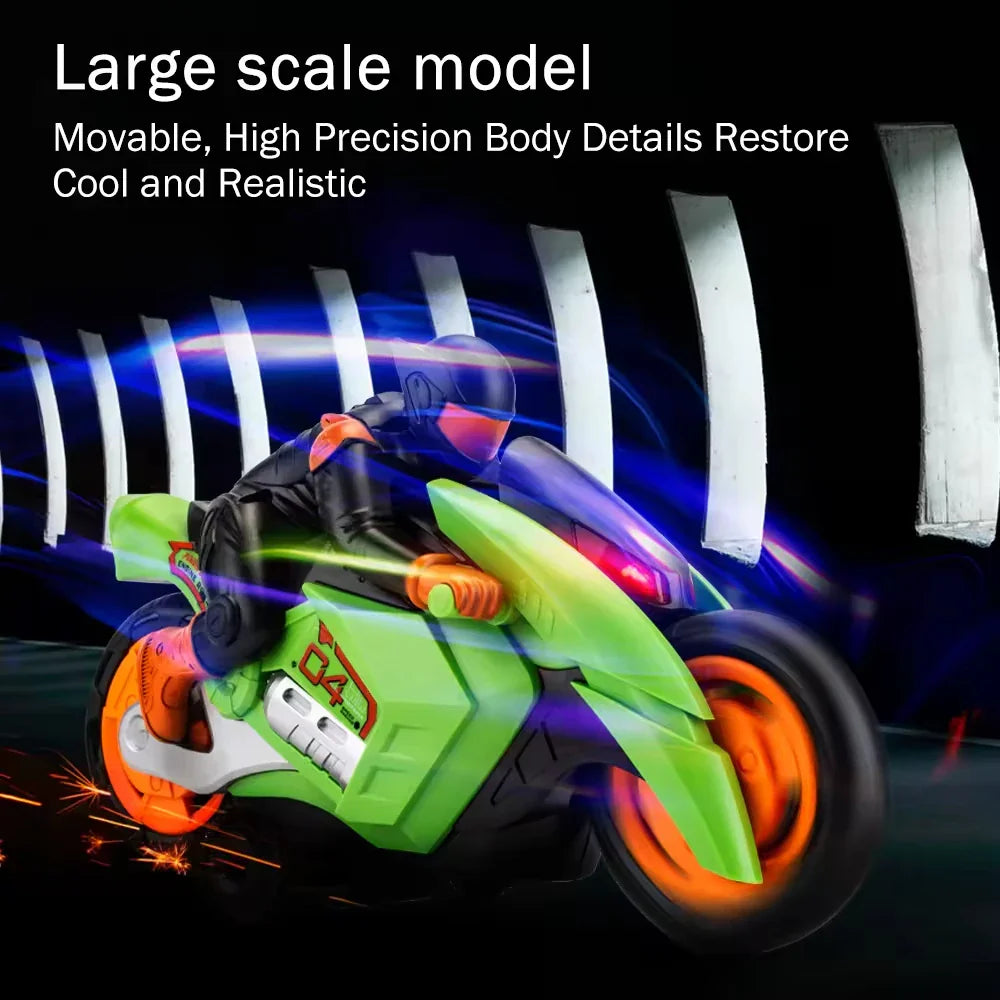 HKM-870291 Remote Control 360° Stunt Electric Motorcycle Toy with Light and Music for Ages 5 and Up
