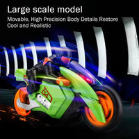 HKM-870291 Remote Control 360° Stunt Electric Motorcycle Toy with Light and Music for Ages 5 and Up