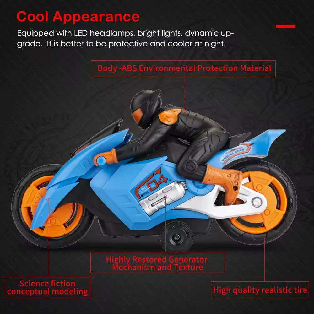 HKM-870291 Remote Control 360° Stunt Electric Motorcycle Toy with Light and Music for Ages 5 and Up