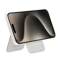HKM-870419 MagSafe PU Magnetic Card Holder with Rotating Folding Bracket - Neutral Design in White, Purple, Pink, and Black