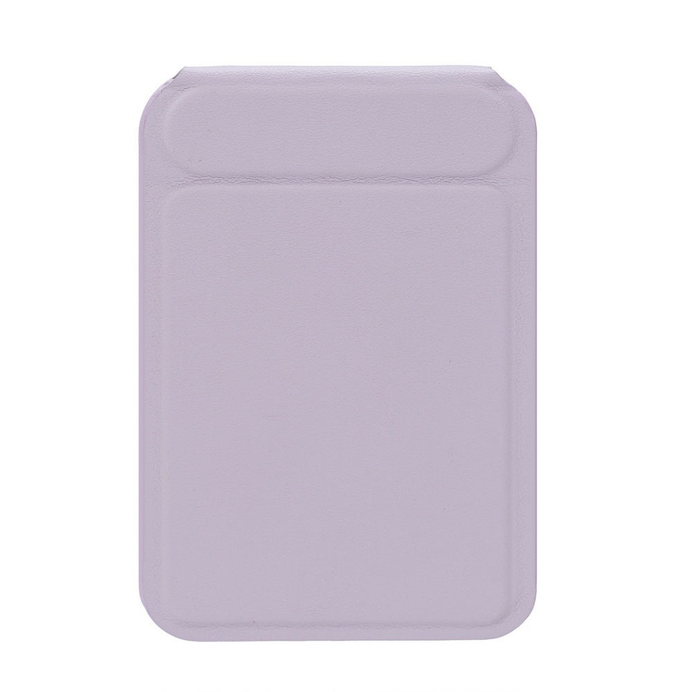 HKM-870419 MagSafe PU Magnetic Card Holder with Rotating Folding Bracket - Neutral Design in White, Purple, Pink, and Black