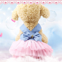HKM-870483 Pet Striped Suspender Skirt in Pink and Cyan Variants, Cotton Material, Multiple Sizes Available