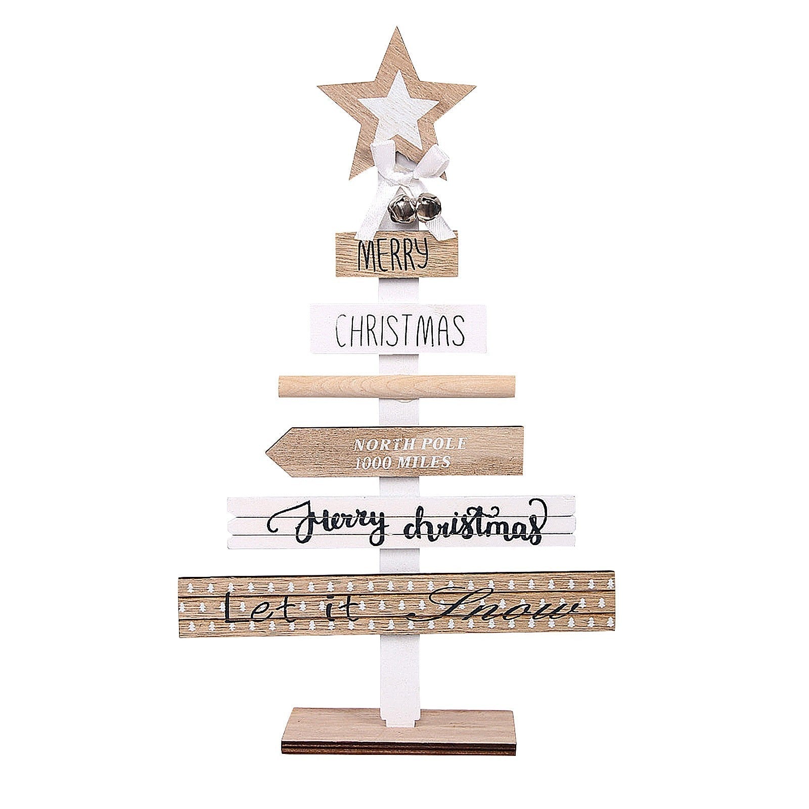 HKM-870483 Wooden Chip Christmas Tree Decoration - 36.5cm x 22.5cm x 5cm