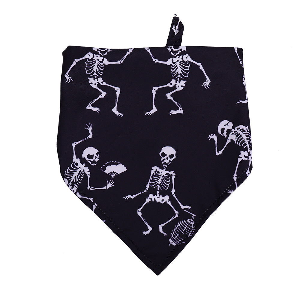 HKM-870739 Skull Pattern Halloween Pet Scarf for Dogs - Triangle Towel in Multiple Styles