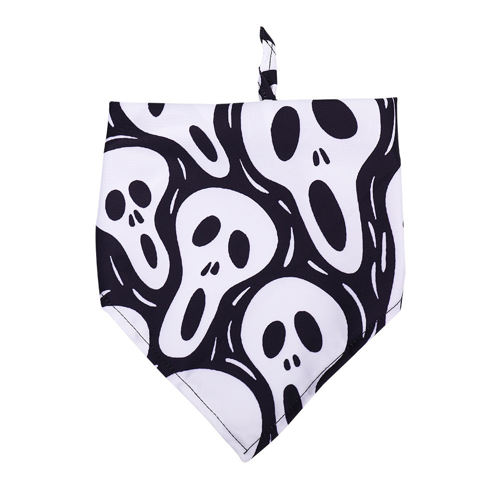 HKM-870739 Skull Pattern Halloween Pet Scarf for Dogs - Triangle Towel in Multiple Styles