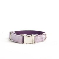 HKM-870867 Light Purple Velvet Dog Collar and Leash Set - Adjustable Sizes XS to XL