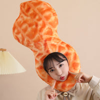 HKM-870995 Peanut Headgear Plush Hat Doll Pillow - Fun and Creative Design, 65cm & 90cm Options