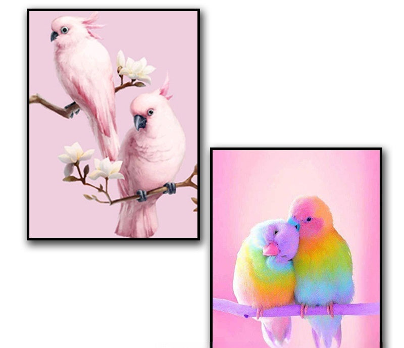 KTX-871123 Diamond Painting - Round Parrot Design, Frameless Resin Art for Living Room or Bedroom Decor, 30x40 cm