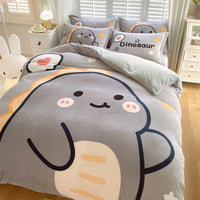 HKM-871187 Cute Cartoon Milk Velvet 4-Piece Bedding Set for Warmth and Comfort