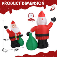 HKM-871315 6ft Inflatable Santa Claus Decoration with 4 LED Lights for Holiday Display