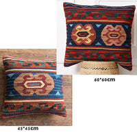 HKM-871315 Hand Woven Hard Wool Hug Pillowcase - Geometric Pattern Cushion Cover, 45x45cm and 60x60cm Options in Multiple Colors