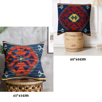 HKM-871315 Hand Woven Hard Wool Hug Pillowcase - Geometric Pattern Cushion Cover, 45x45cm and 60x60cm Options in Multiple Colors