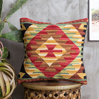 HKM-871315 Hand Woven Hard Wool Hug Pillowcase - Geometric Pattern Cushion Cover, 45x45cm and 60x60cm Options in Multiple Colors