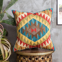 HKM-871315 Hand Woven Hard Wool Hug Pillowcase - Geometric Pattern Cushion Cover, 45x45cm and 60x60cm Options in Multiple Colors