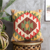 HKM-871315 Hand Woven Hard Wool Hug Pillowcase - Geometric Pattern Cushion Cover, 45x45cm and 60x60cm Options in Multiple Colors